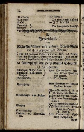II. Verzeichnis der Ritterschaftlichen und andern Privat-Güter [...]