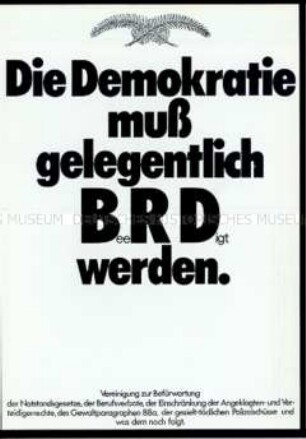 Satirische Postkarte zur Innenpolitik der Bundesrepublik