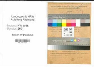 Entnazifizierung Wilhelmine Meier , geb. 14.11.1898 ()