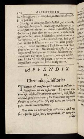 580-599, Praxis et Usus, Chronologica III, Appendix Chronologiae Historicae