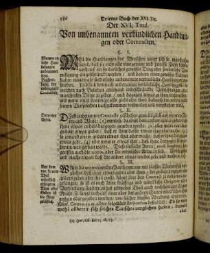 Der XVI. Titul. Von unbenannten verbindlichen Handlungen oder Contracten.