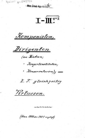 10: Inhaltsverzeichnis der Briefsammlung (Mappe I - XII) - Mscr.Dresd.App.1375