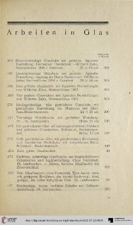 Arbeiten in Glas (Nr. 566-606)
