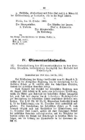 Schullasten in Beziehung auf den Wohnsitz, insbesondere der Beamten : [IV. Elementarschulwesen]