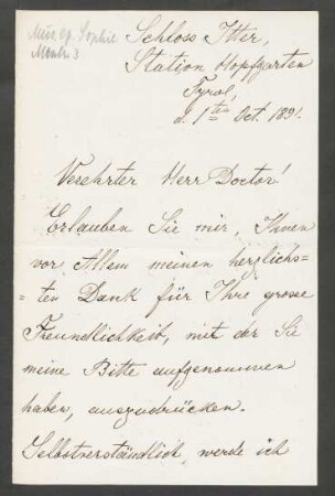 Brief an Franz Wüllner : 01.10.1891