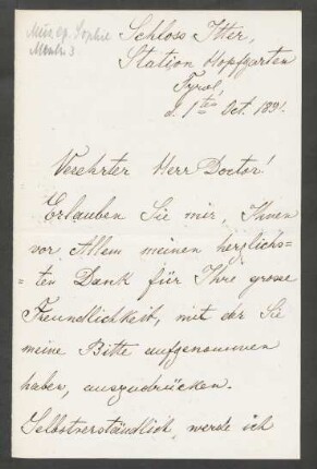 Brief an Franz Wüllner : 01.10.1891