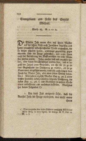 Evangelium am Feste des Engels Michael. Matth. 18, V. 1-11