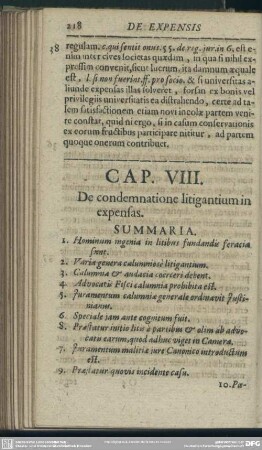 Cap. VIII. De condemnatione litigantium in expensas