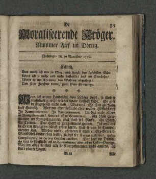 Nummer Fief un Dörtig. Mahndags den 30. November 1750