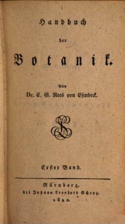 Handbuch der Botanik. 1