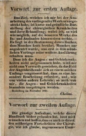 Handbuch der Chirurgie : zum Gebrauche bei seinen Vorlesungen. 1,1