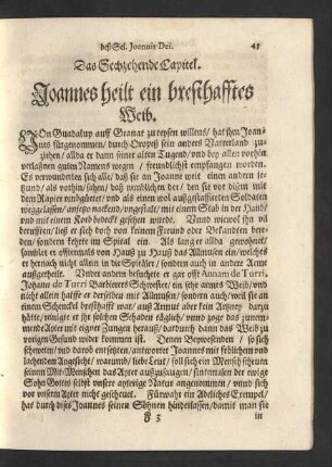 Das Sechzehende Capitel. Joannes heilt ein bresthafftes Weib.