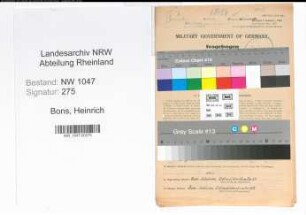 Entnazifizierung Heinrich Bons , geb. 03.07.1900 (Schlosser)