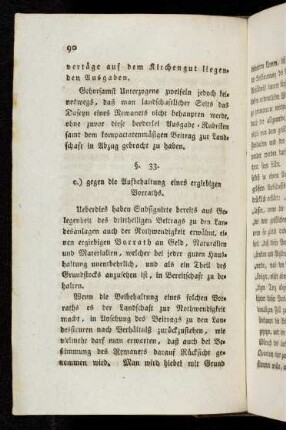 §33 ... gegen die Aufbehaltung eines ergiebigen Vorraths ...