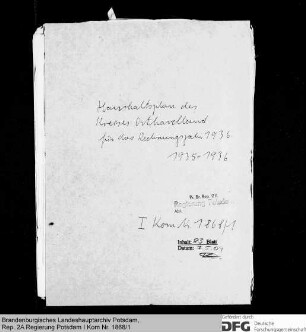 Haushaltsplan des Kreises Osthavelland für das Rechnungsjahr 1936