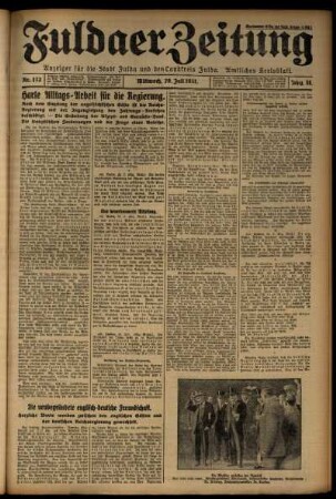 Erste Ausgabe vom Mittwoch, den 29. Juli 1931.