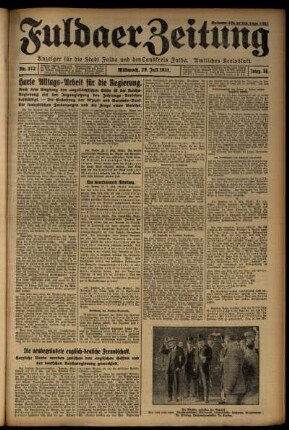 Erste Ausgabe vom Mittwoch, den 29. Juli 1931.