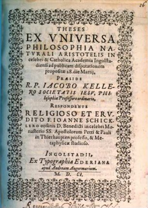 Theses ex universa philosophia naturali Aristotelis