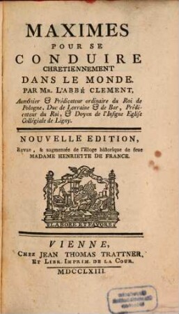 Maximes Pour Se Conduire Chrétiennement Dans Le Monde