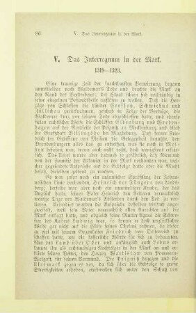 V. Das Interregnum in der Mark. 1319 - 1323