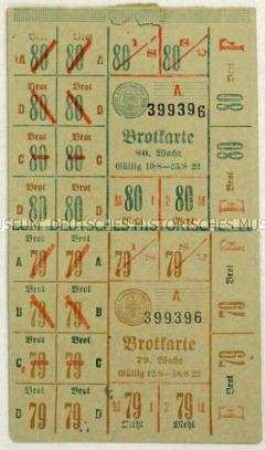 Brotkarte der Stadt Hamburg vom August 1922