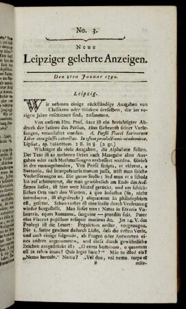 No. 3. Den 8ten Januar 1790.