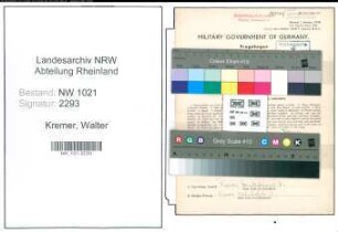 Entnazifizierung Walter Kremer , geb. 03.12.1922 (Kaufmann)