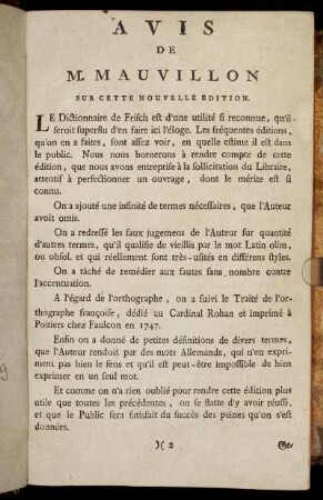 Avis De M. Mauvillon Sur Cette Nouvelle Édition. - Neue Vorrede.