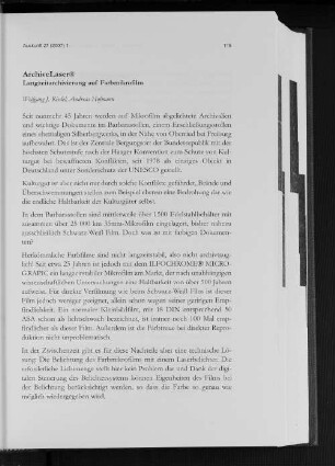 ArchiveLaser : Langzeitarchivierung auf Farbmikrofilm