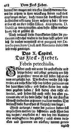 Das X. Capitel. Das Fleck-Fieber. Febris petechialis.