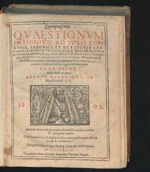 1: Cum Summariis, & duplici Indice, uno quaestionum, altero rerum & verborum