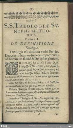 Caput I. De Definitione Theologiae
