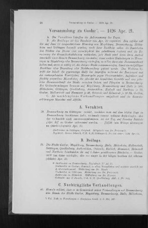 Versammlung zu Goslar. - 1426 Apr. 21.