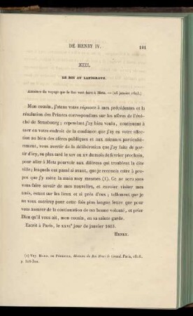XIII. Le Roi au Landgrave (26 janvier 1603)