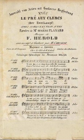 Le pré aux clercs : = Der Zweikampf