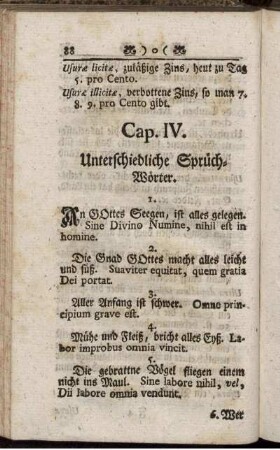 Cap. IV. Unterschiedliche Sprüch-Wörter.