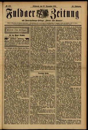 Erste Ausgabe vom Mittwoch, den 27. November 1895.