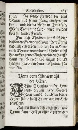 Vom Abendmahl des Herrn.