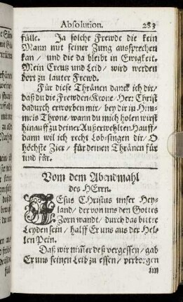 Vom Abendmahl des Herrn.