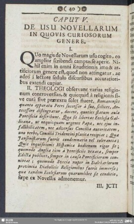 Caput V. De Usu Novellarum In Quovis Curiosorum Genere