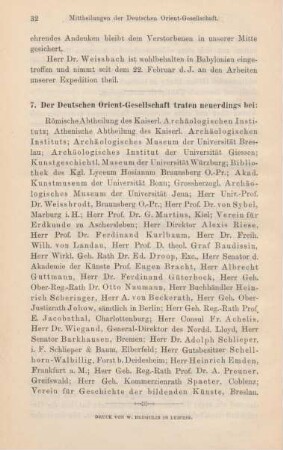7. Der Deutschen Orien-Gesellschaft traten neuerdings bei