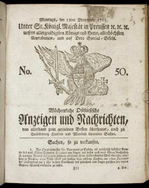 No. 50. Montags, den 12ten December 1763.