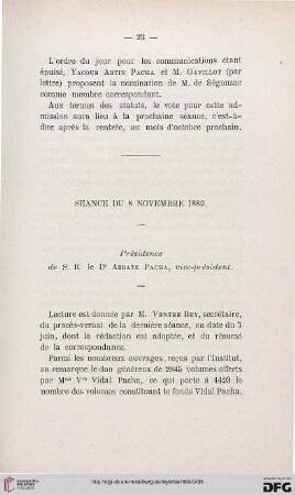 Séance du 8 novembre 1889