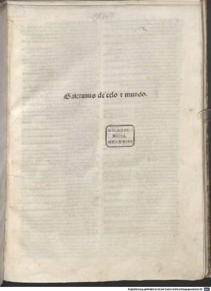 Gaietanus de celo [et] mundo