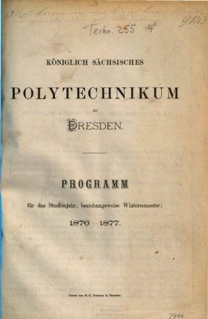 Programm : für das Studienjahr .... 1876/77, WS
