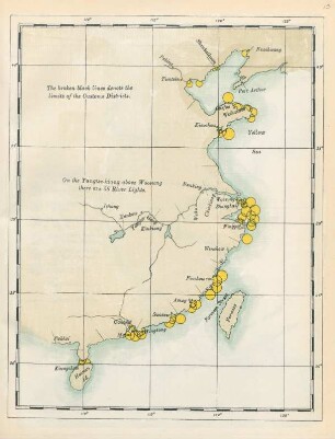 [Chart of China coast, showing position of lights and limits of customs districts]