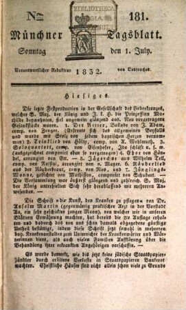 Münchener Tagblatt. 1832,[2] = Jg. 6, Juli - Dez.
