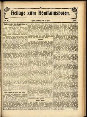 Zweite Ausgabe vom Sonntag, den 13. Juni 1909.