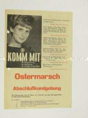 Propagandaflugblatt des Gewerkschaftlers Jens Jacob mit einem Aufruf zur Teilnahme am Ostermarsch