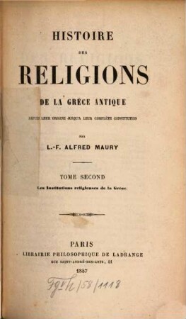 Histoire des religions de la Grèce antique, 2